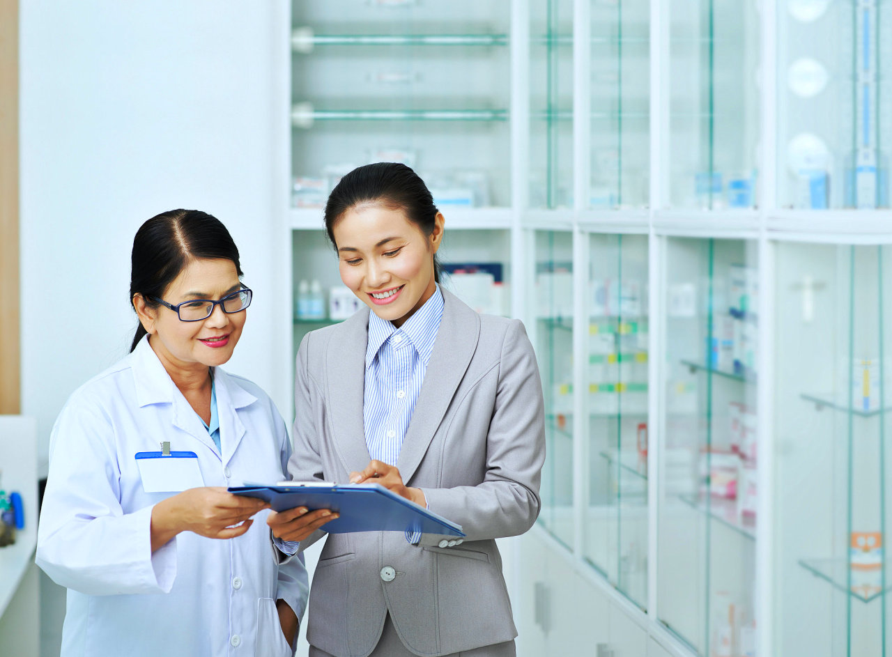 pharmacist reading